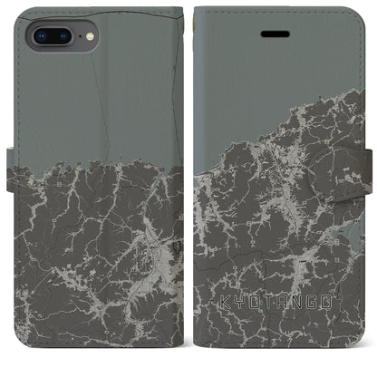 【京丹後（京都府）】地図柄iPhoneケース（手帳タイプ）モノトーン・iPhone 8Plus /7Plus / 6sPlus / 6Plus 用