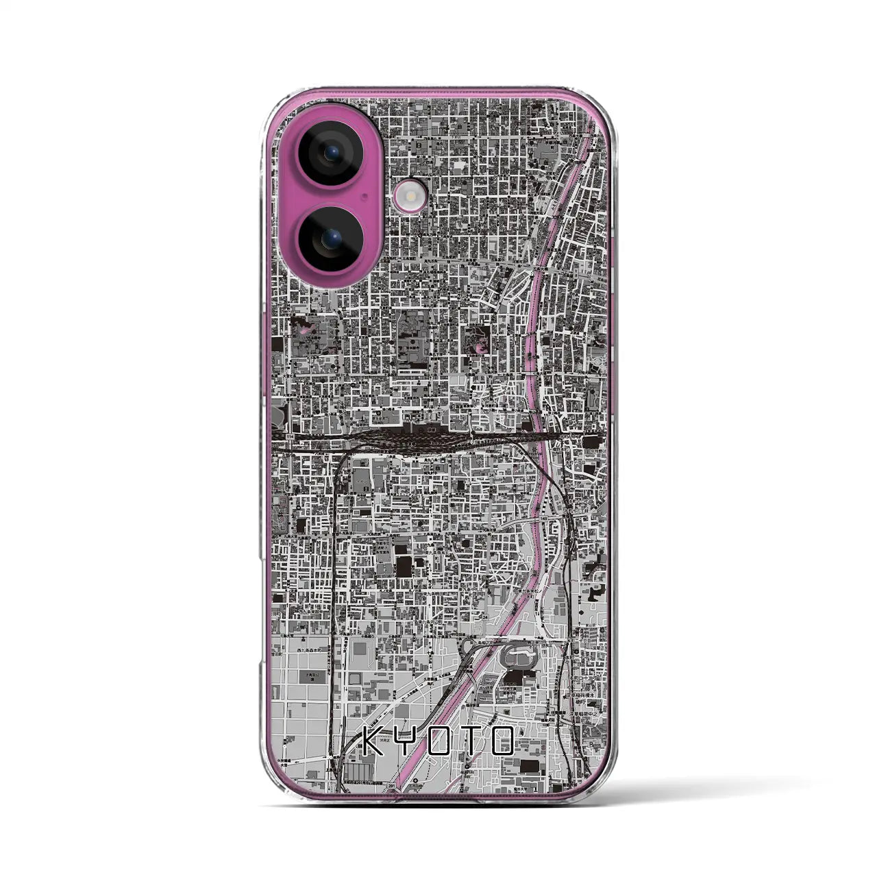 【京都2（京都府）】地図柄iPhoneケース（クリアタイプ）