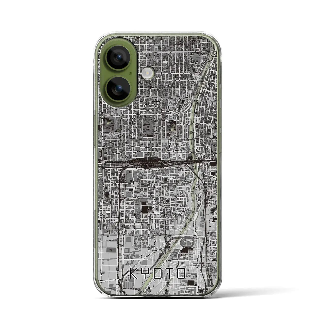 【京都2（京都府）】地図柄iPhoneケース（クリアタイプ）モノトーン・iPhone 17 Pro Max 用