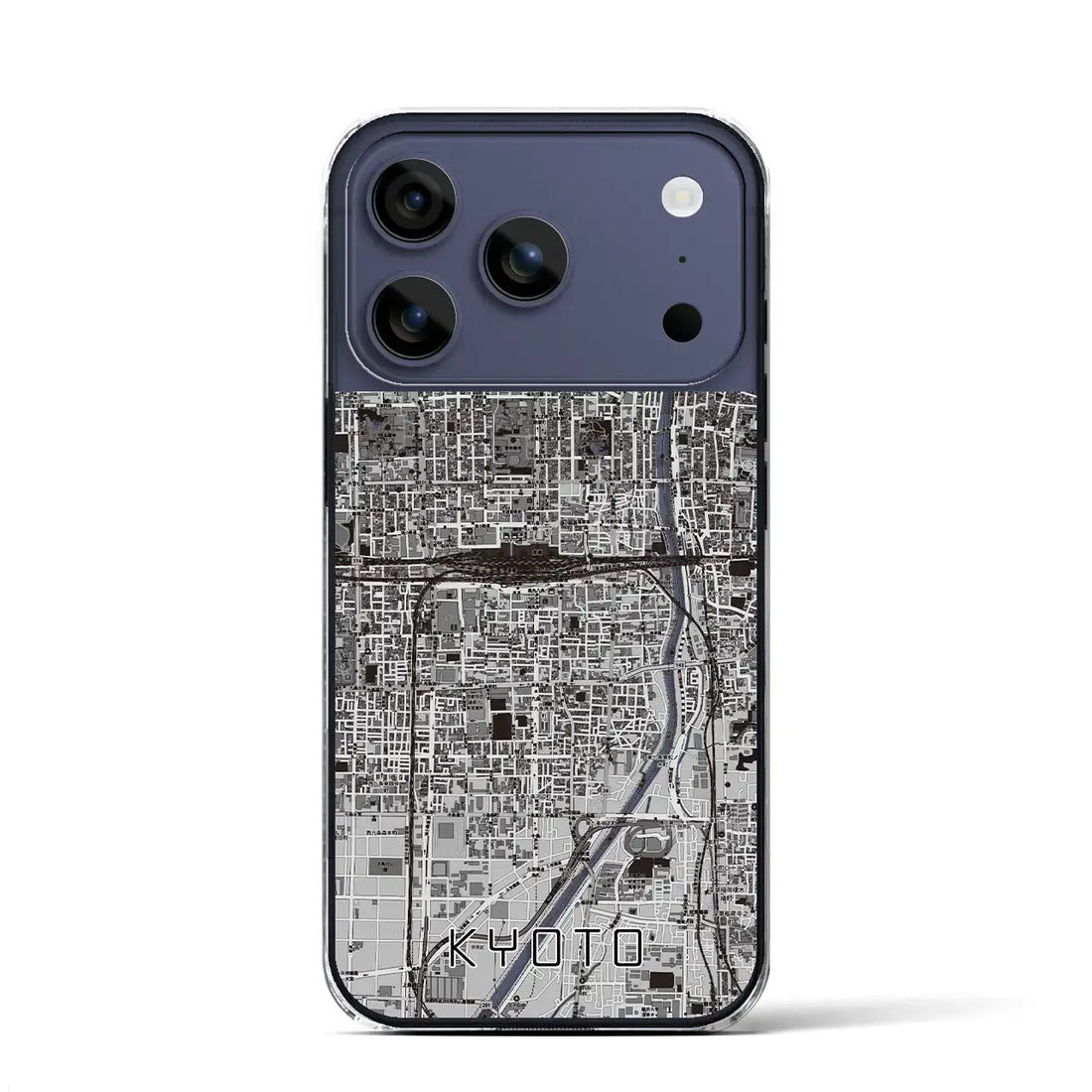 【京都2（京都府）】地図柄iPhoneケース（クリアタイプ）モノトーン・iPhone 17 Pro Max 用