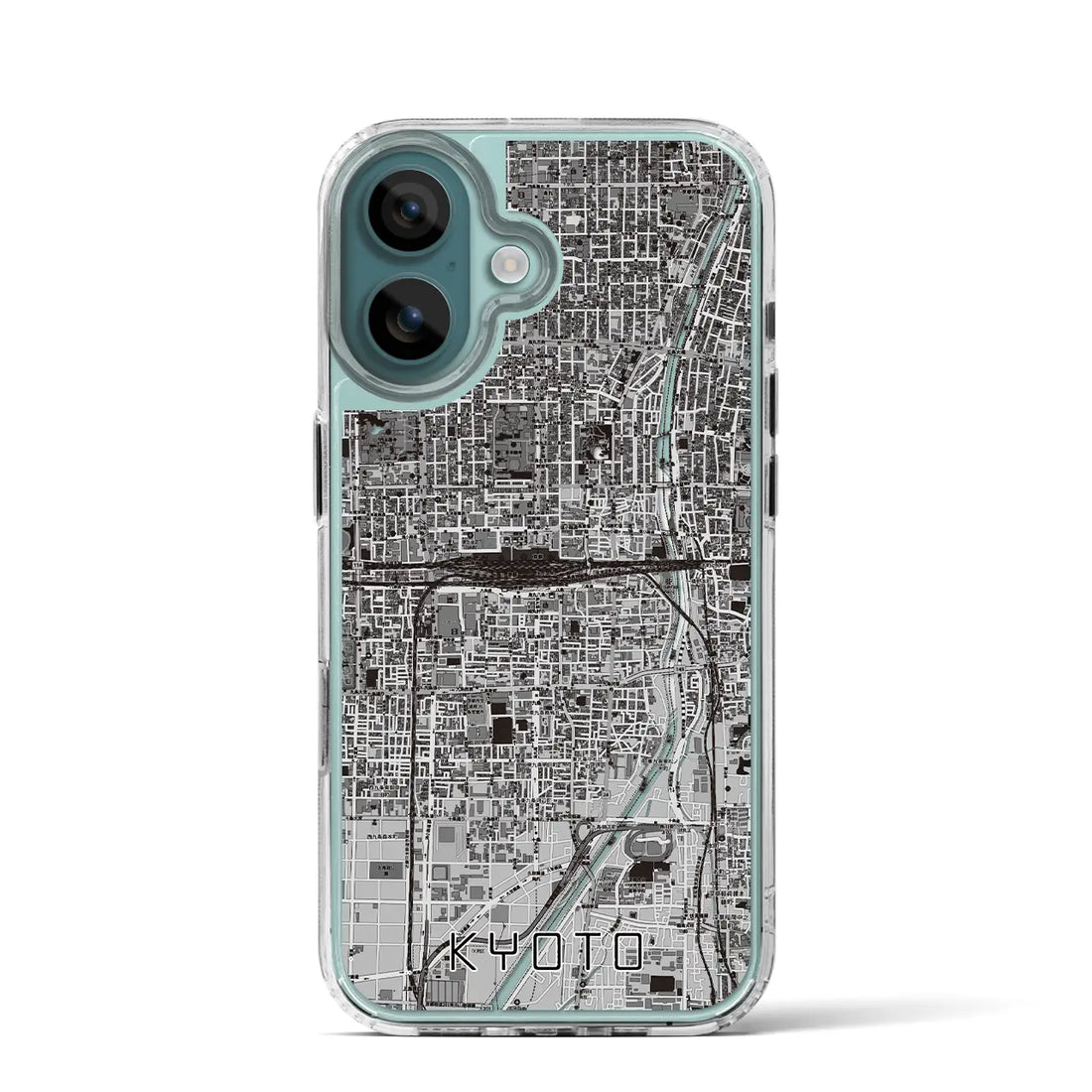 【京都2（京都府）】地図柄iPhoneケース（MagSafeタイプ）モノトーン・iPhone 16 Pro 用