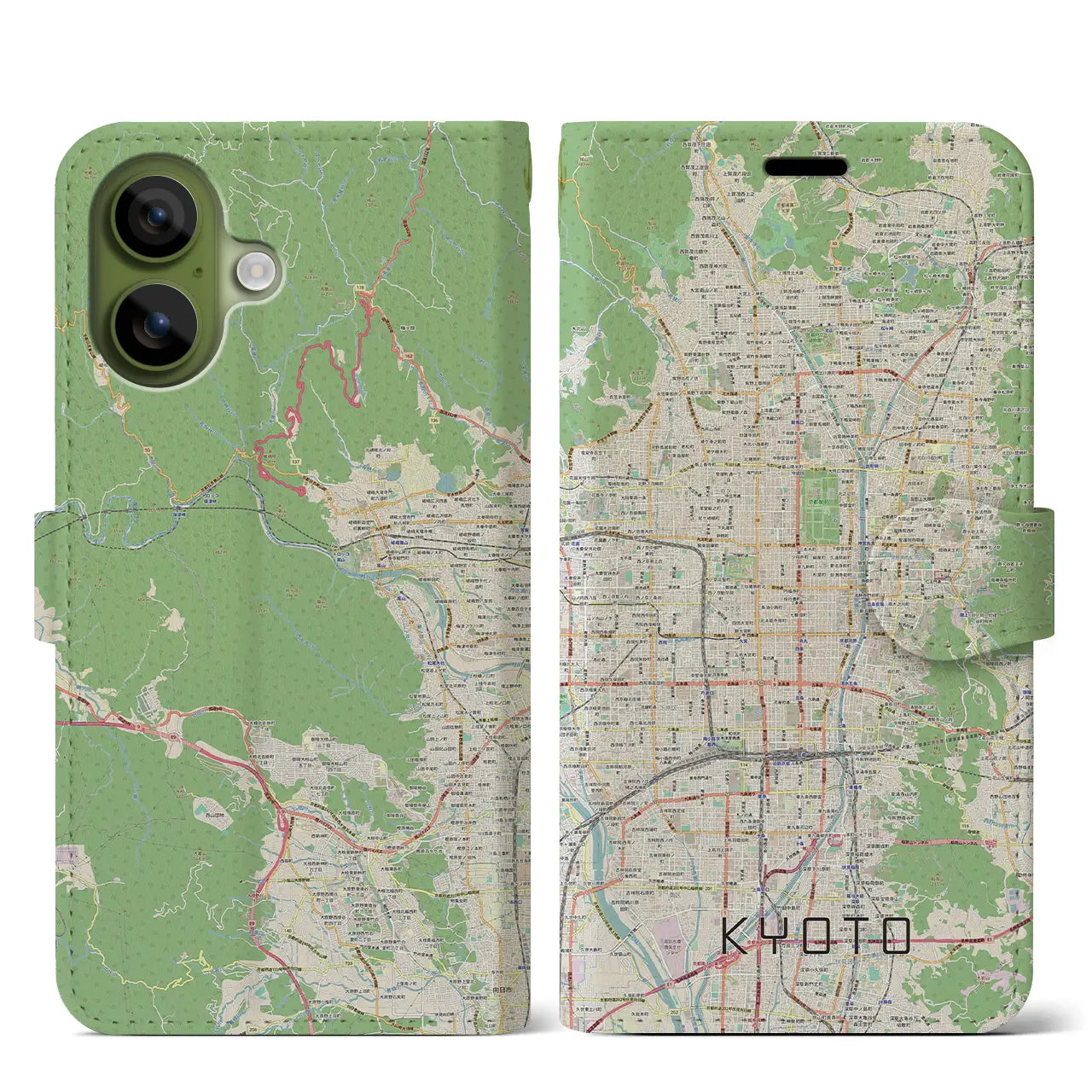 【京都（京都府）】地図柄iPhoneケース（手帳タイプ）