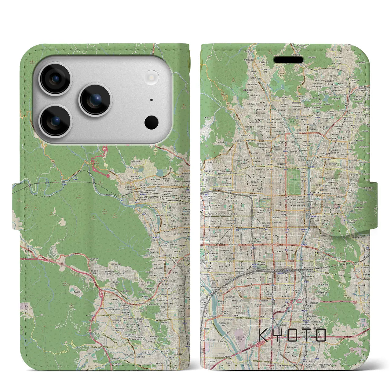 【京都（京都府）】地図柄iPhoneケース（手帳タイプ）