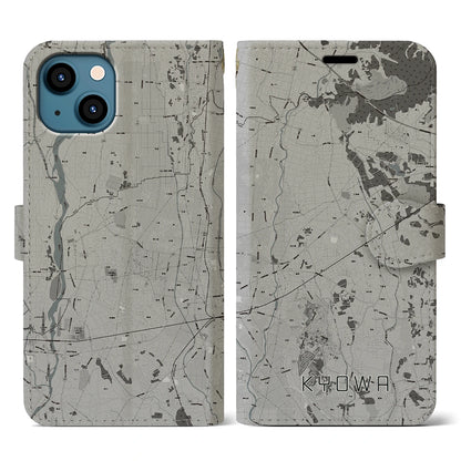 【協和（茨城県）】地図柄iPhoneケース（手帳タイプ）モノトーン・iPhone 13 用