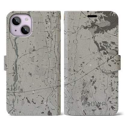 【協和（茨城県）】地図柄iPhoneケース（手帳タイプ）モノトーン・iPhone 14 用
