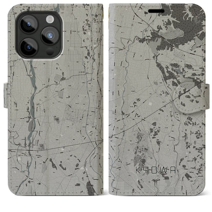 【協和（茨城県）】地図柄iPhoneケース（手帳タイプ）モノトーン・iPhone 15 Pro Max 用