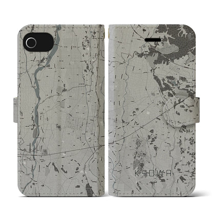 【協和（茨城県）】地図柄iPhoneケース（手帳タイプ）モノトーン・iPhone SE（第3 / 第2世代） / 8 / 7 / 6s / 6 用