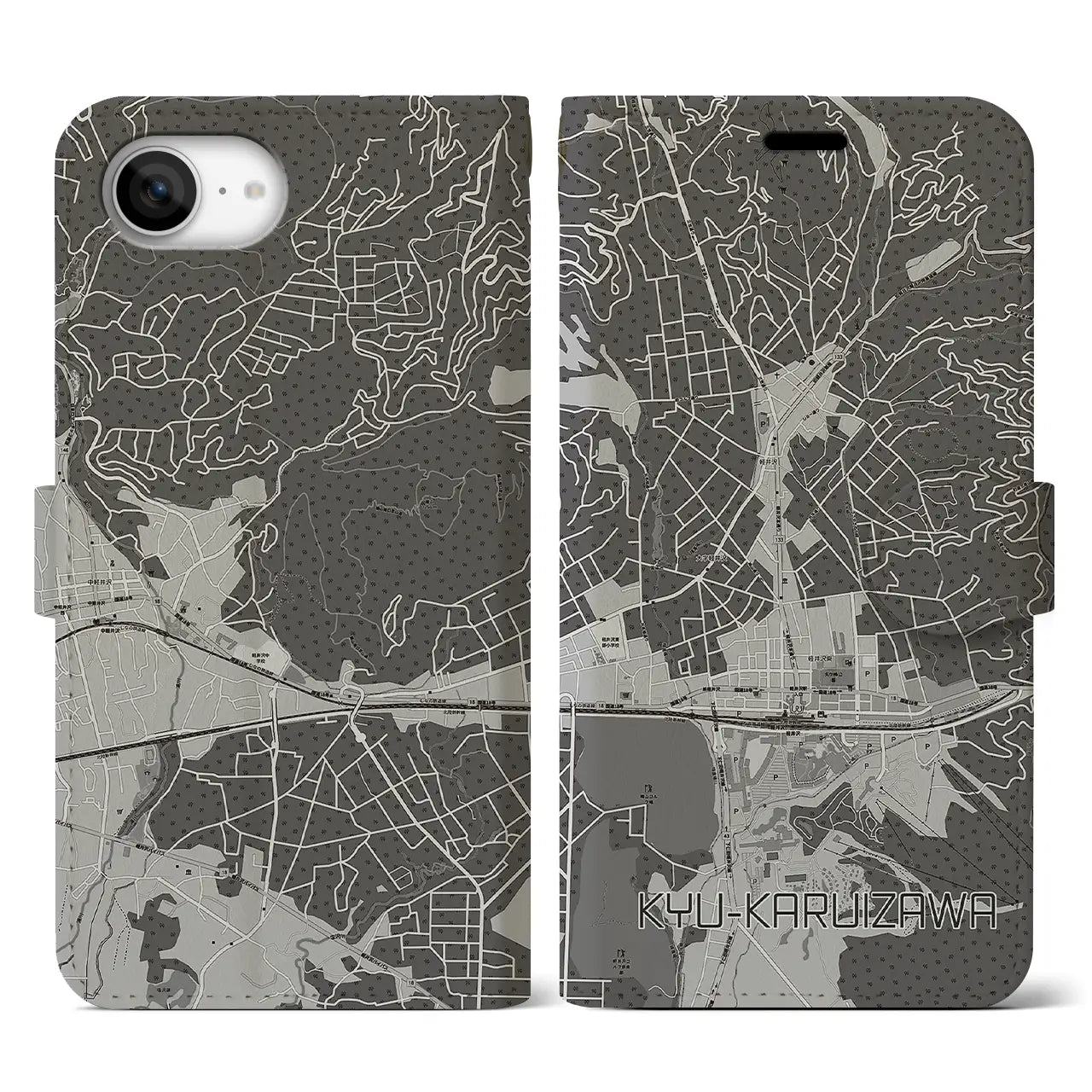 【旧軽井沢（長野県）】地図柄iPhoneケース（手帳タイプ）