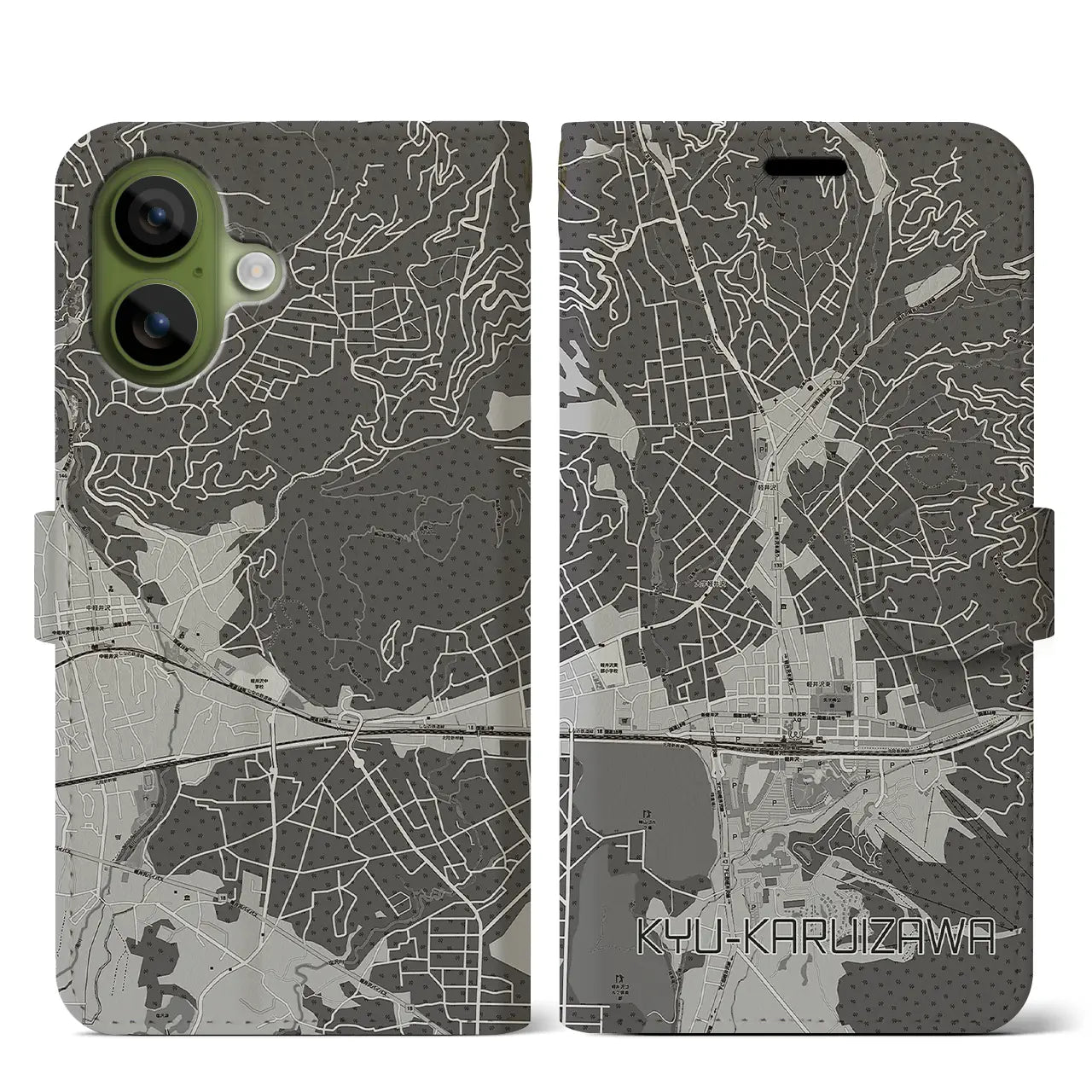 【旧軽井沢（長野県）】地図柄iPhoneケース（手帳タイプ）