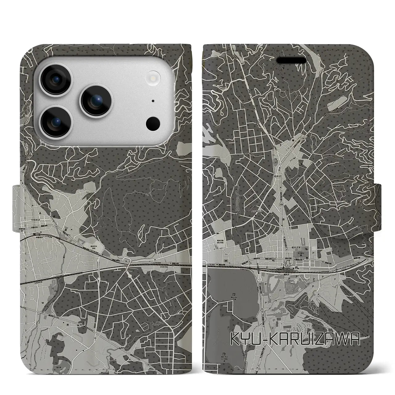 【旧軽井沢（長野県）】地図柄iPhoneケース（手帳タイプ）