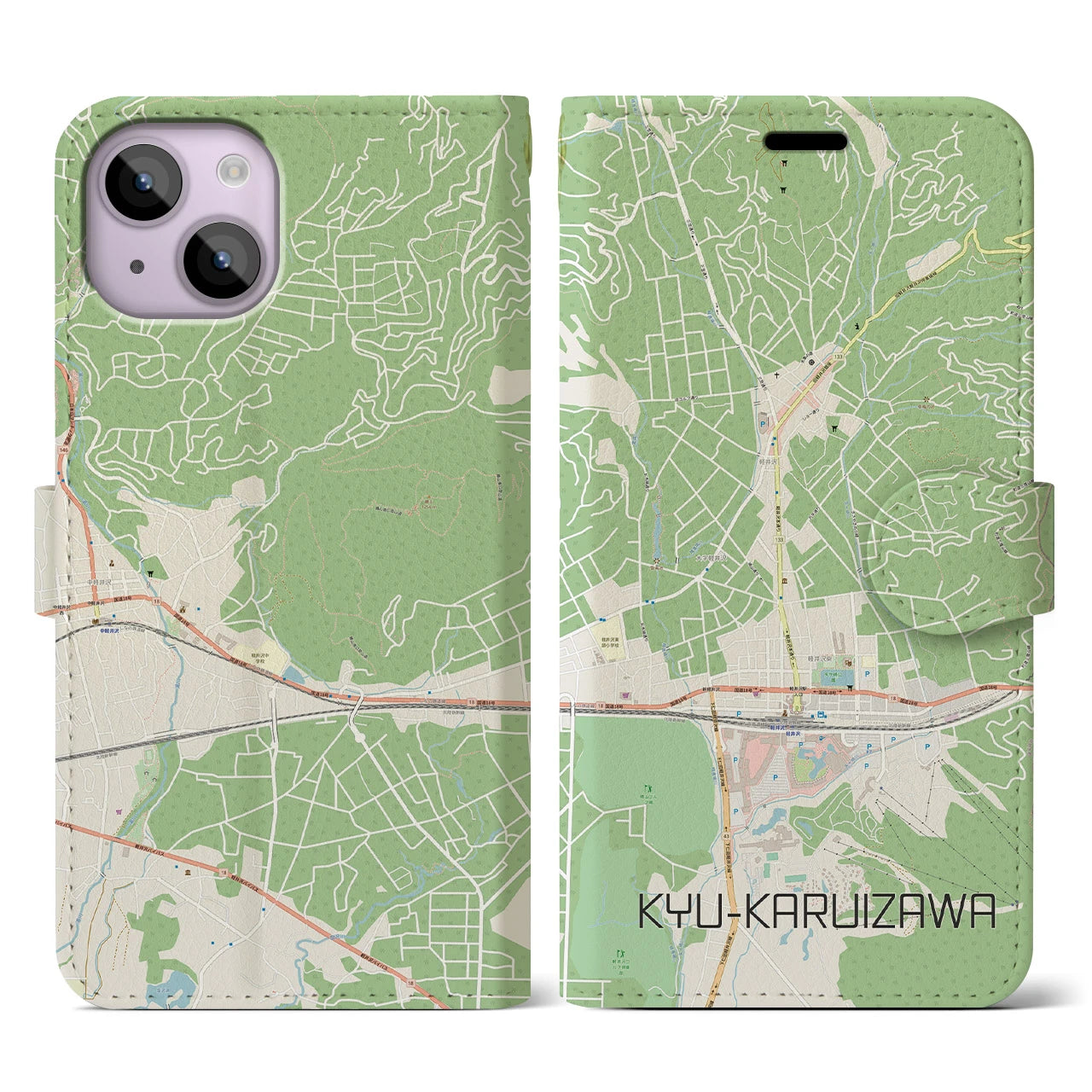 【旧軽井沢（長野県）】地図柄iPhoneケース（手帳タイプ）