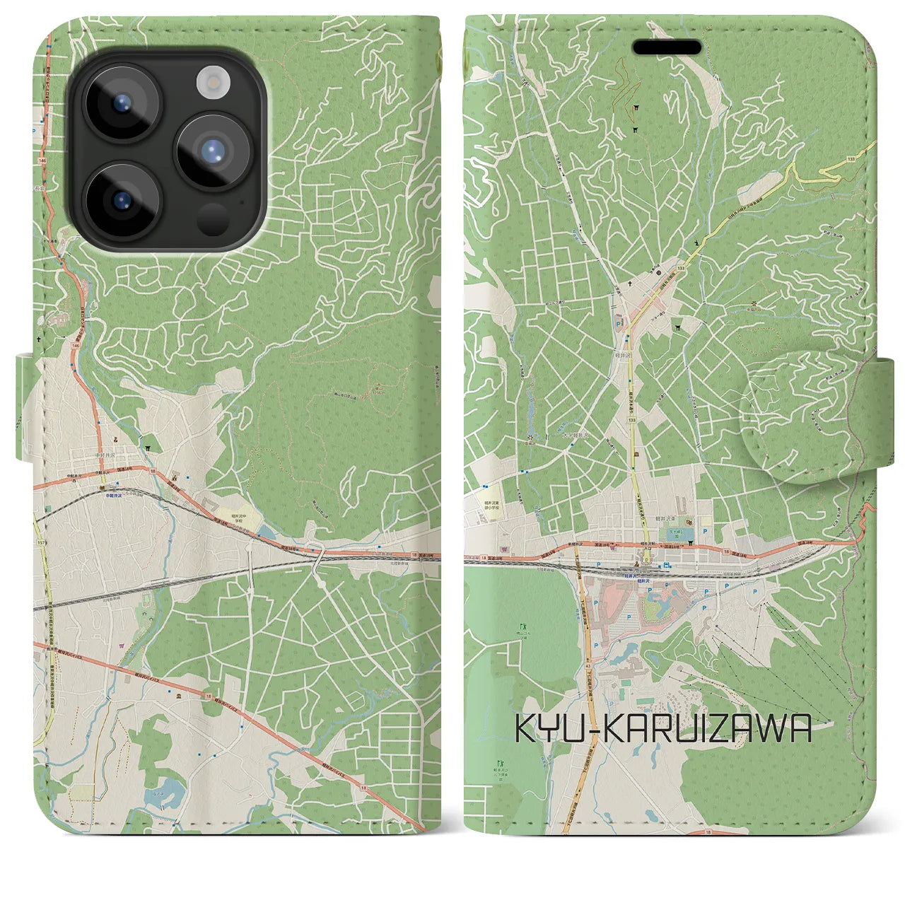 【旧軽井沢（長野県）】地図柄iPhoneケース（手帳タイプ）