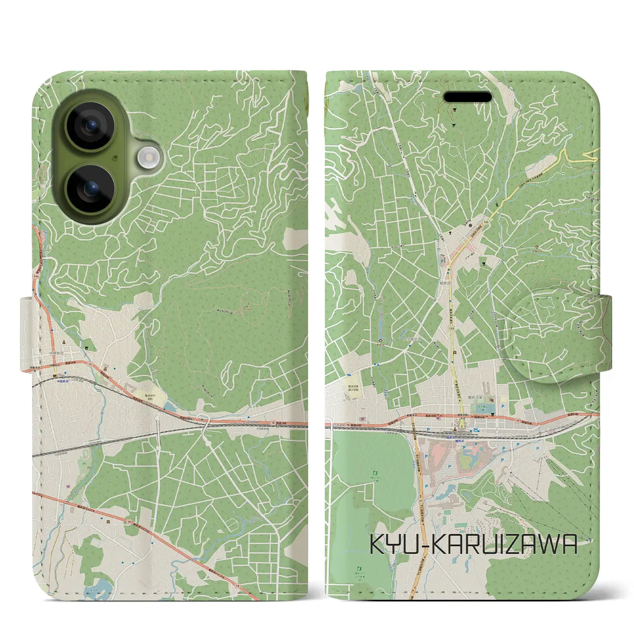 【旧軽井沢（長野県）】地図柄iPhoneケース（手帳タイプ）