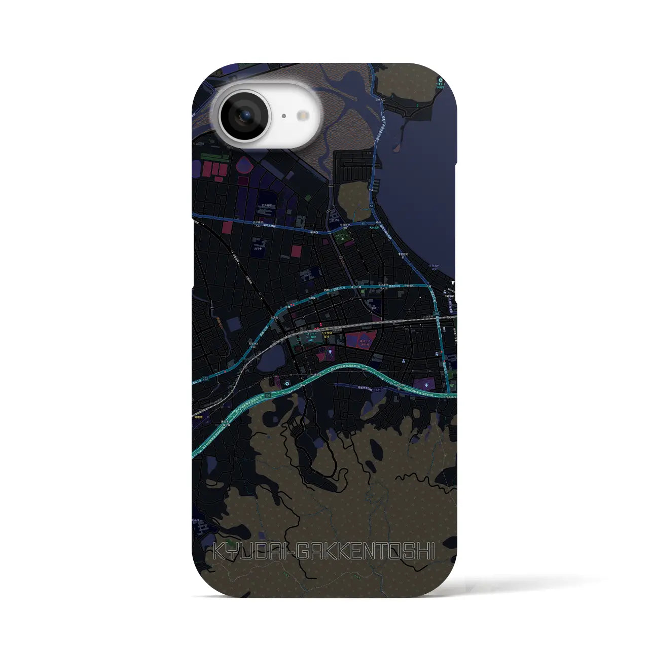 【九大学研都市（福岡県）】地図柄iPhoneケース（バックカバータイプ）