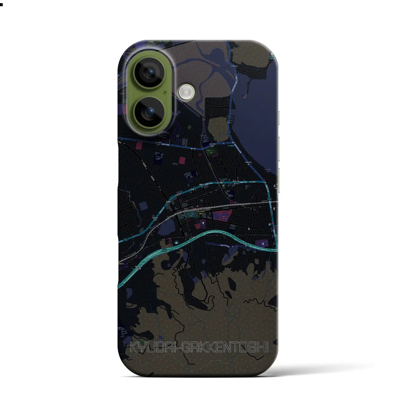 【九大学研都市（福岡県）】地図柄iPhoneケース（バックカバータイプ）