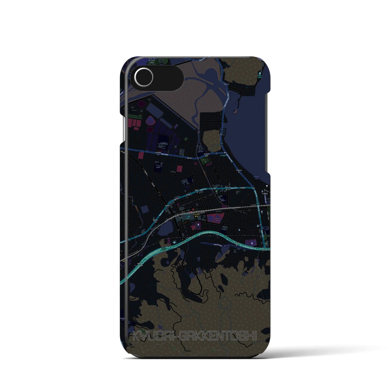 【九大学研都市（福岡県）】地図柄iPhoneケース（バックカバータイプ）