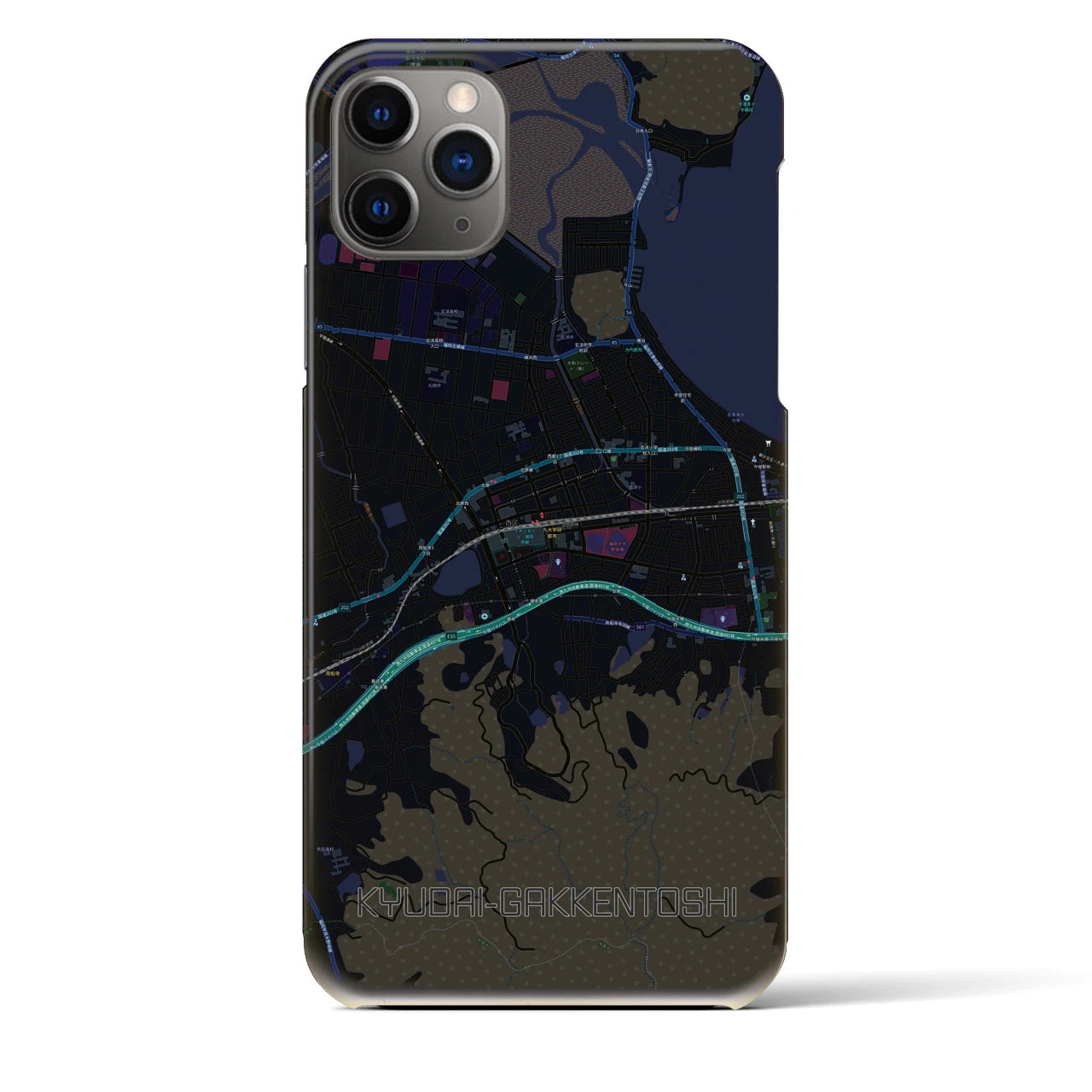 【九大学研都市（福岡県）】地図柄iPhoneケース（バックカバータイプ）