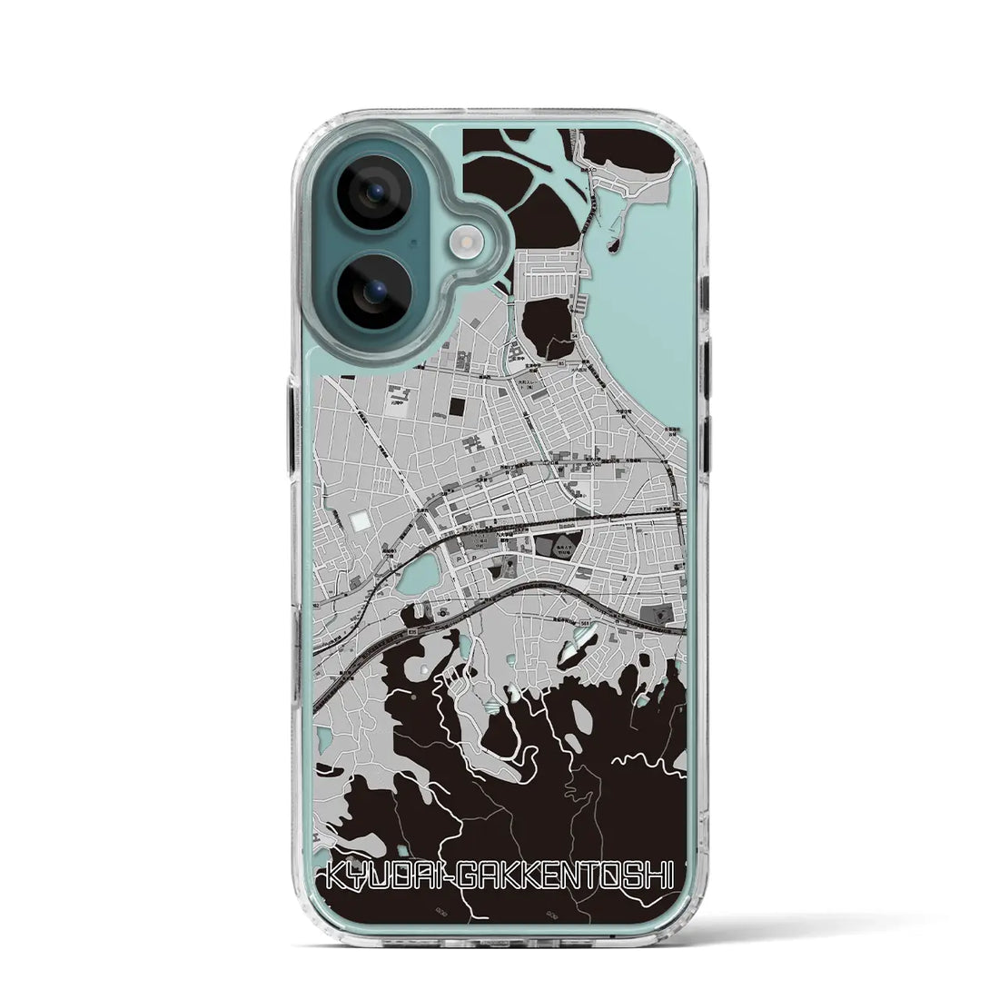 【九大学研都市(福岡県)】地図柄iPhoneケース(MagSafeタイプ)モノトーン・iPhone 16 Pro 用