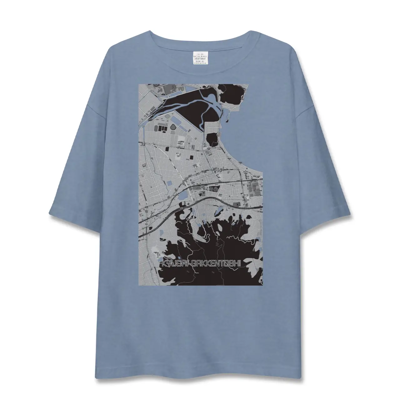 【九大学研都市（福岡県）】地図柄ビッグシルエットTシャツ