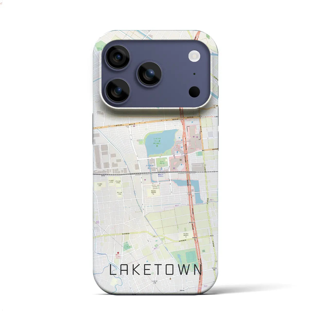 【越谷レイクタウン（埼玉県）】地図柄iPhoneケース（バックカバータイプ）