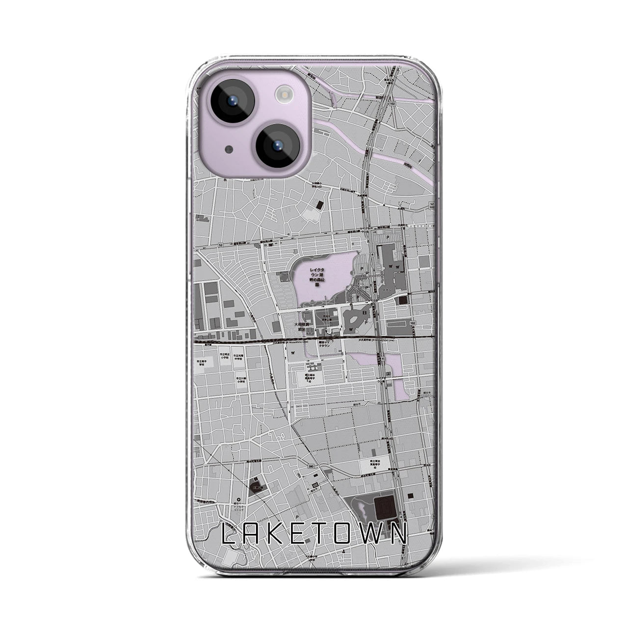 【越谷レイクタウン（埼玉県）】地図柄iPhoneケース（クリアタイプ）