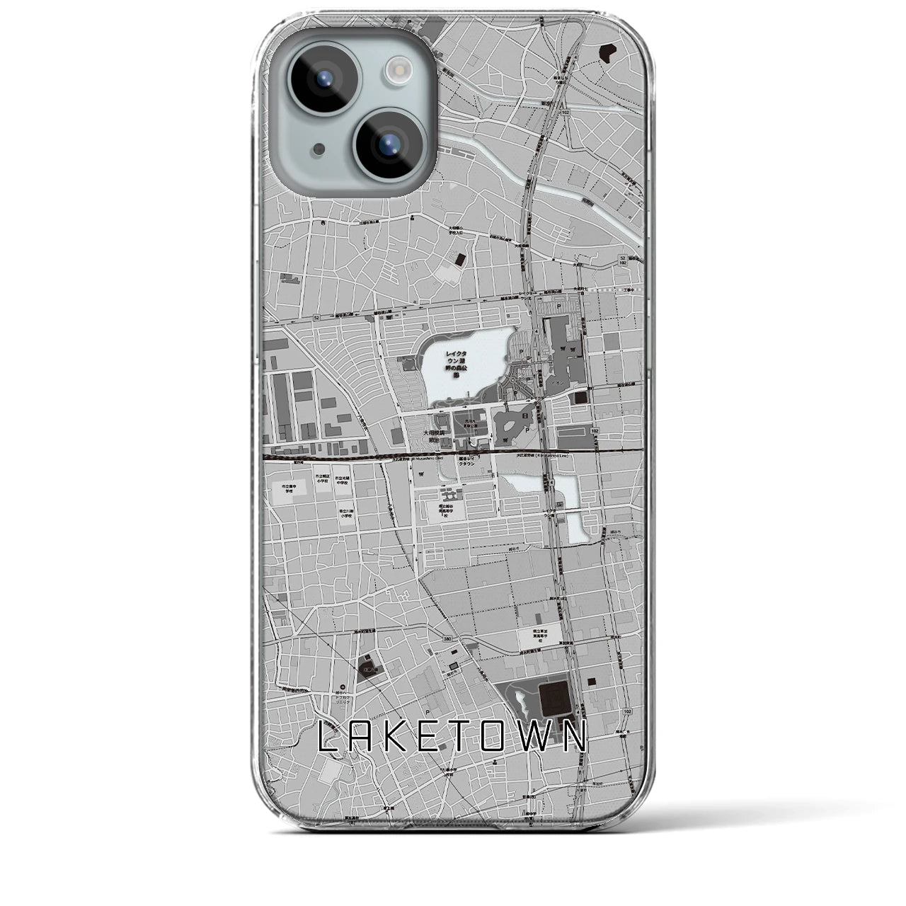 【越谷レイクタウン（埼玉県）】地図柄iPhoneケース（クリアタイプ）