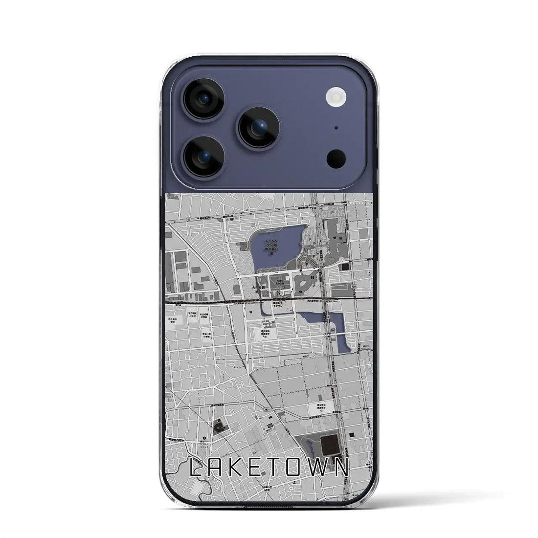 【越谷レイクタウン(埼玉県)】地図柄iPhoneケース(クリアタイプ)モノトーン・iPhone 17 Pro Max 用
