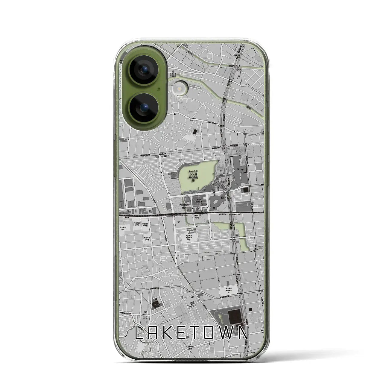 【越谷レイクタウン（埼玉県）】地図柄iPhoneケース（クリアタイプ）