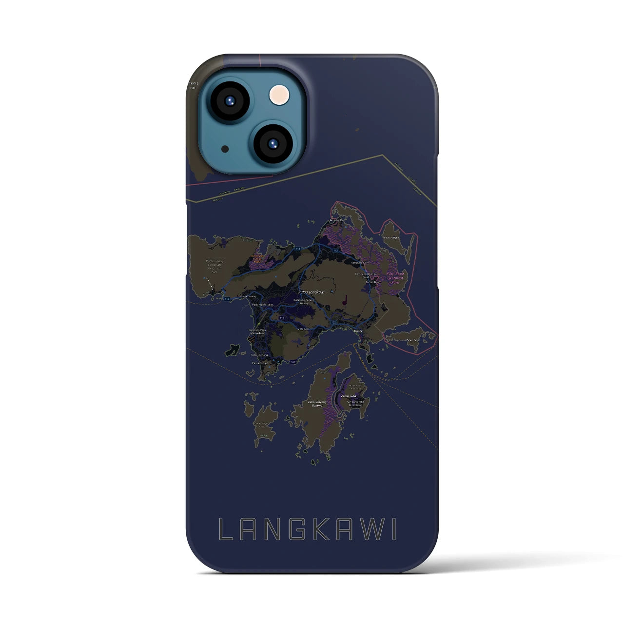 【ランカウイ（マレーシア）】地図柄iPhoneケース（バックカバータイプ）