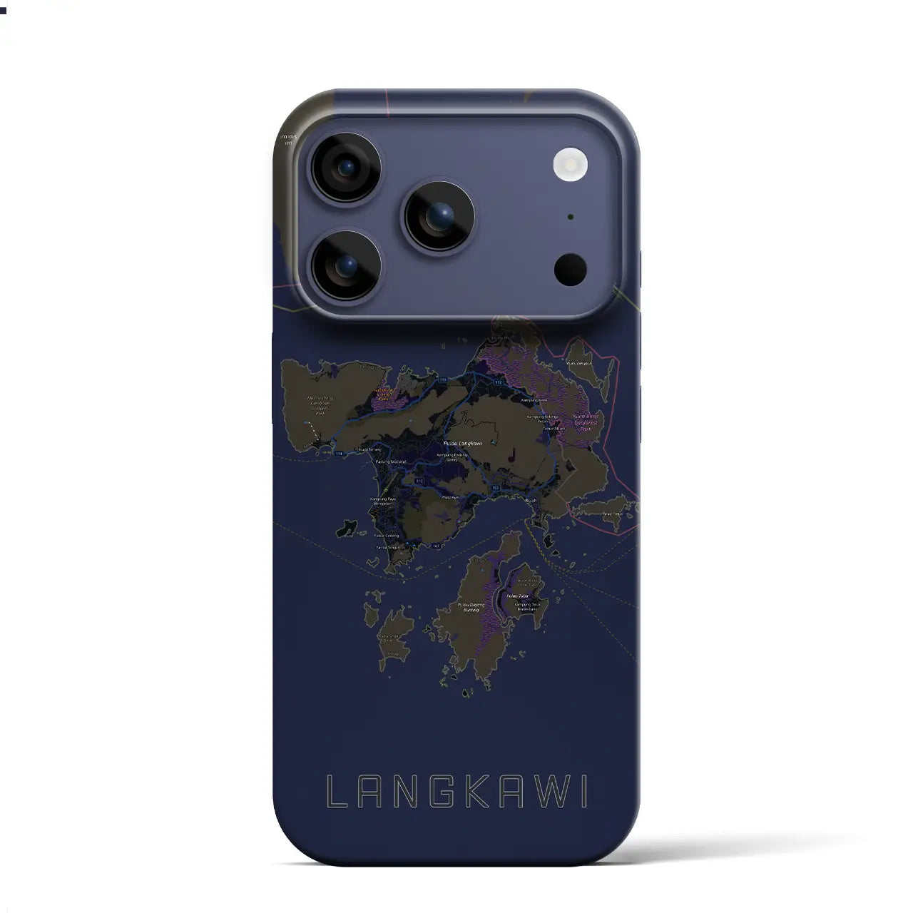 【ランカウイ（マレーシア）】地図柄iPhoneケース（バックカバータイプ）