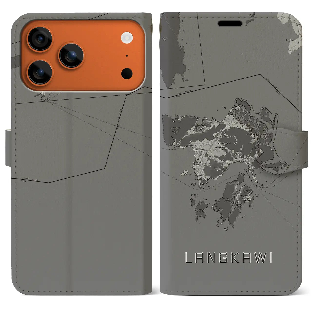 【ランカウイ（マレーシア）】地図柄iPhoneケース（手帳タイプ）