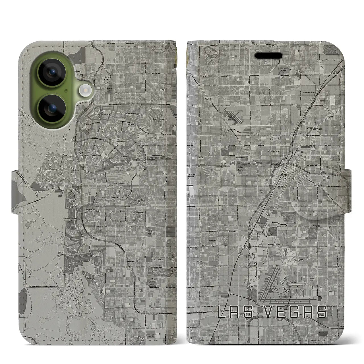 【ラスベガス（アメリカ）】地図柄iPhoneケース（手帳タイプ）