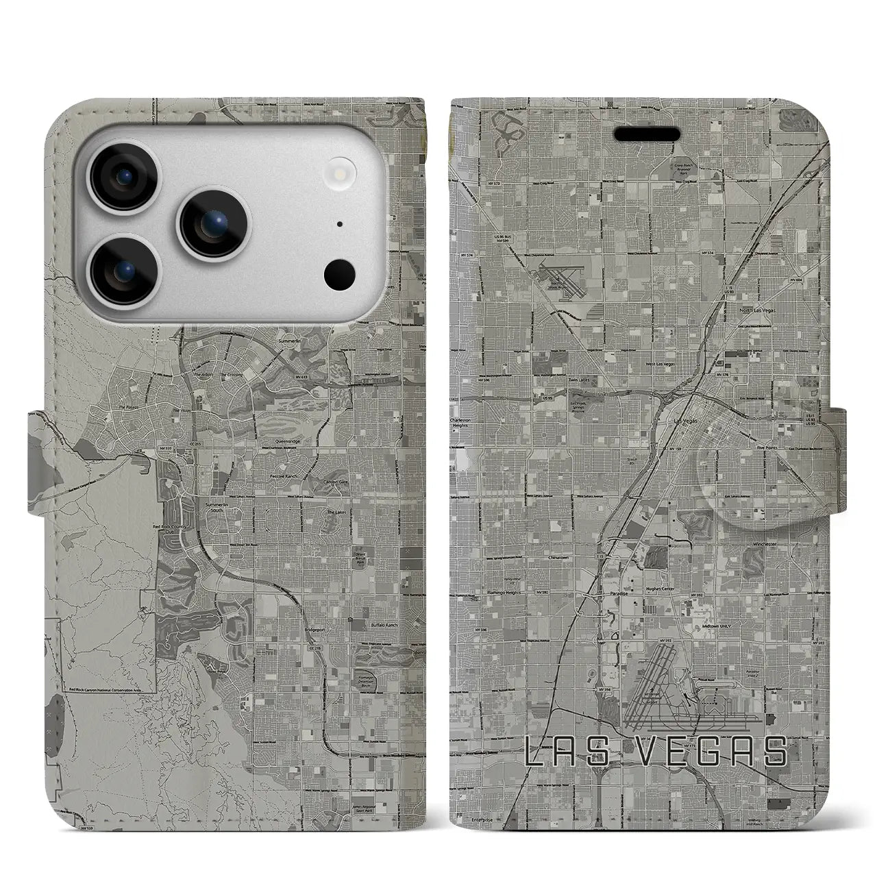 【ラスベガス（アメリカ）】地図柄iPhoneケース（手帳タイプ）