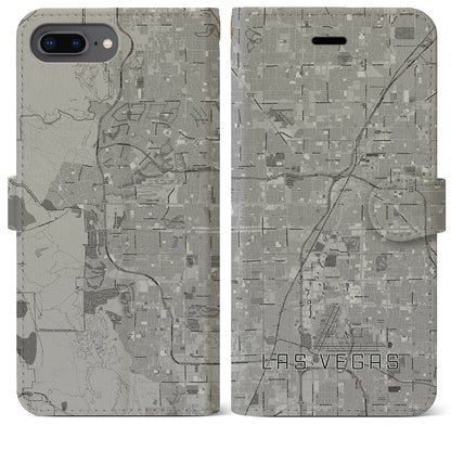 【ラスベガス（アメリカ）】地図柄iPhoneケース（手帳タイプ）モノトーン・iPhone 8Plus /7Plus / 6sPlus / 6Plus 用