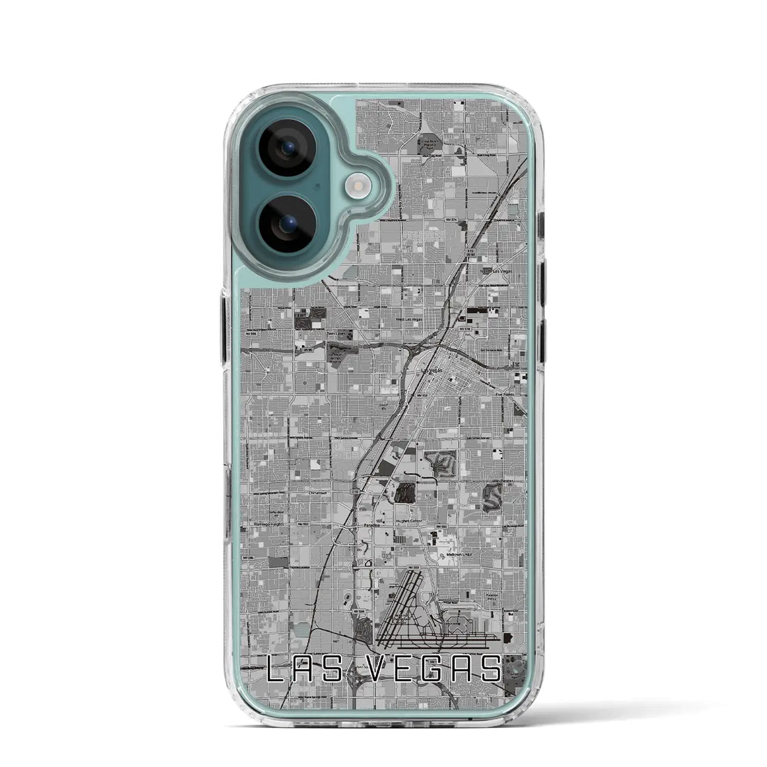 【ラスベガス（アメリカ）】地図柄iPhoneケース（MagSafeタイプ）モノトーン・iPhone 16 Pro 用