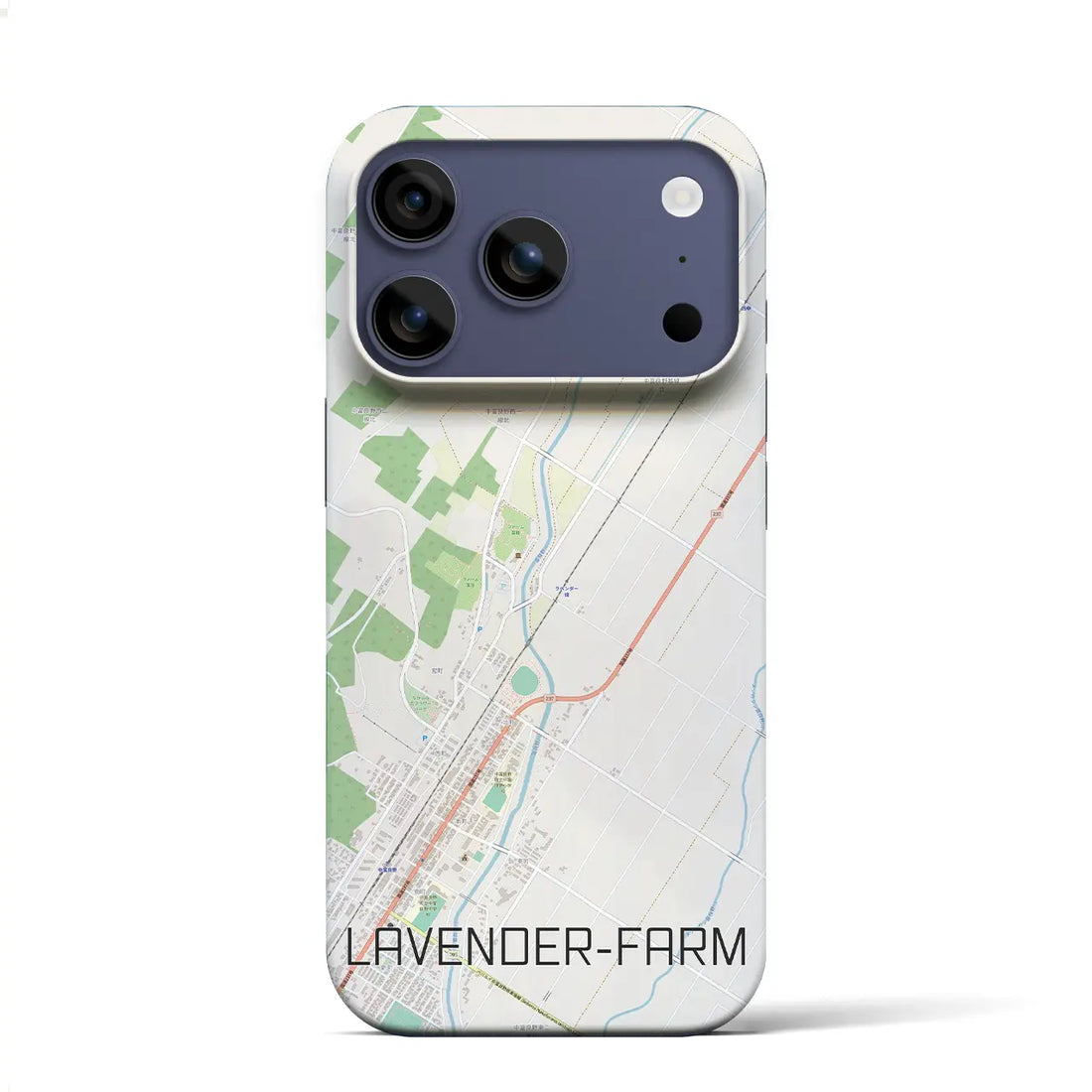 【ラベンダー畑（北海道）】地図柄iPhoneケース（バックカバータイプ）ブラック・iPhone 17 Pro Max 用