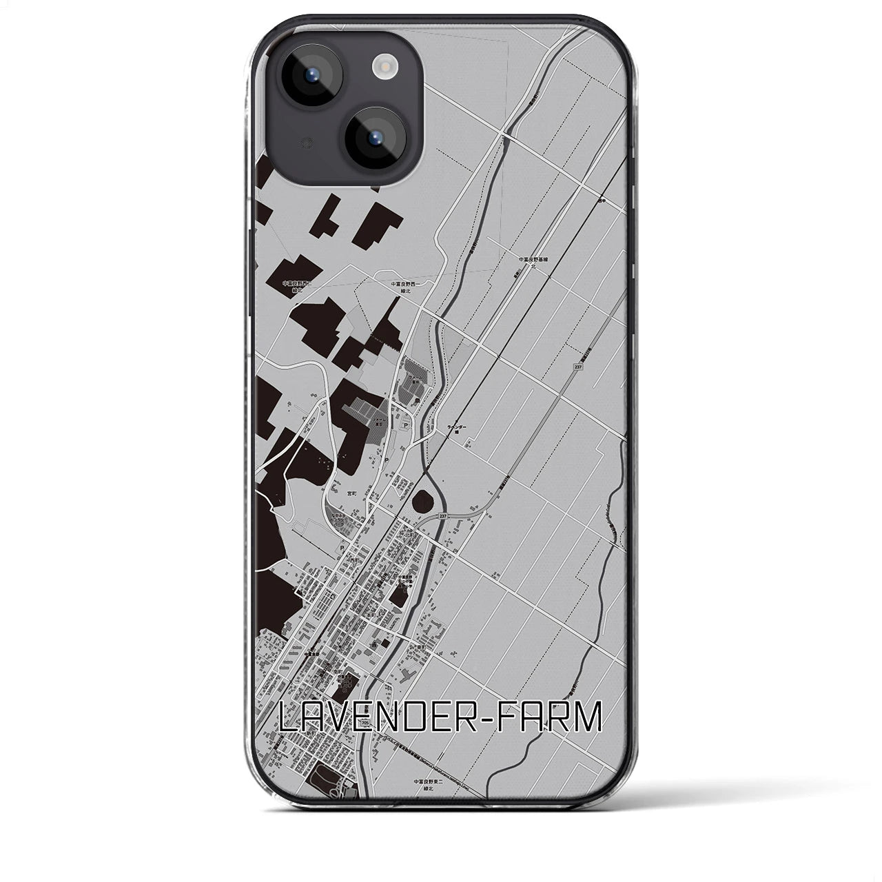 【ラベンダー畑（北海道）】地図柄iPhoneケース（クリアタイプ）