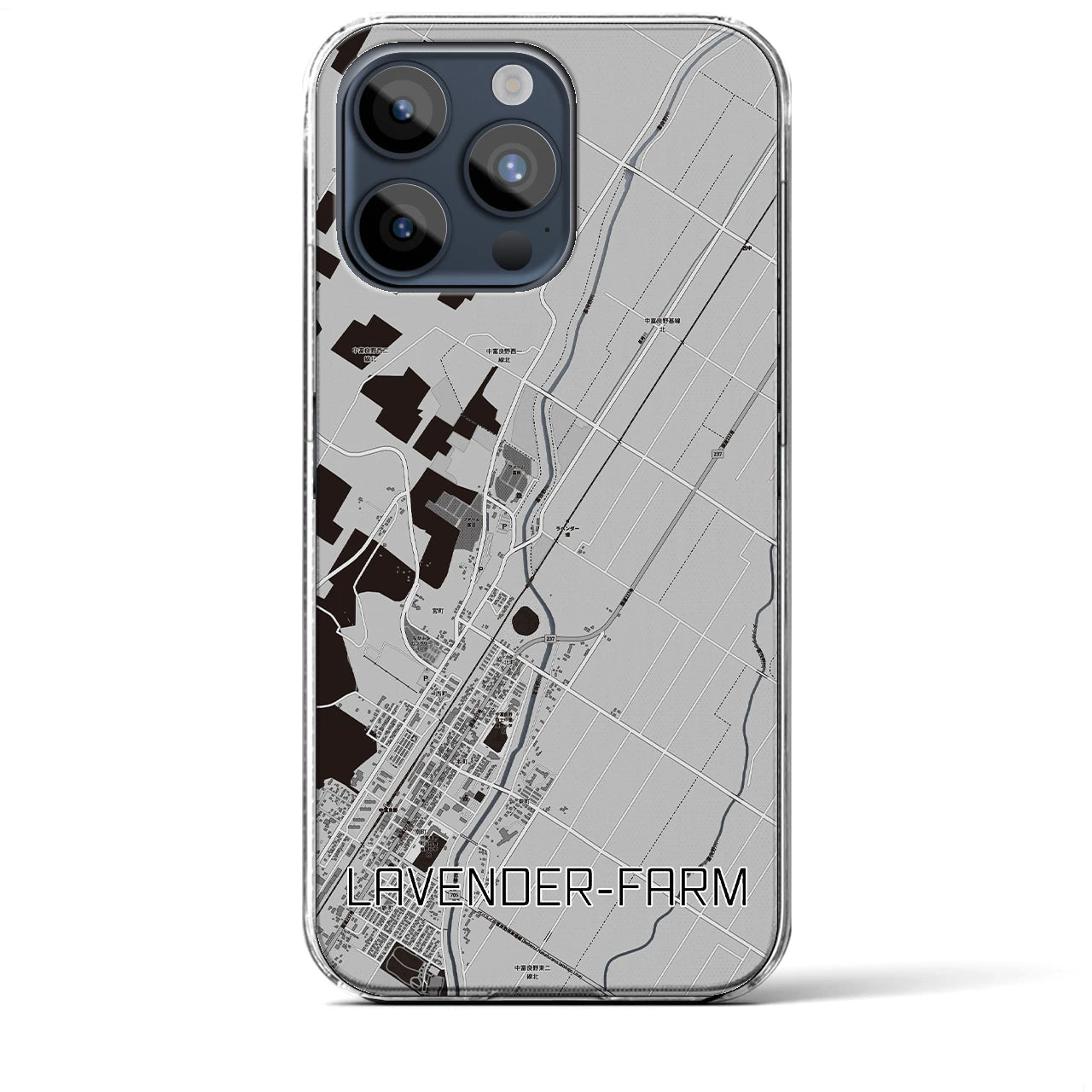 【ラベンダー畑（北海道）】地図柄iPhoneケース（クリアタイプ）