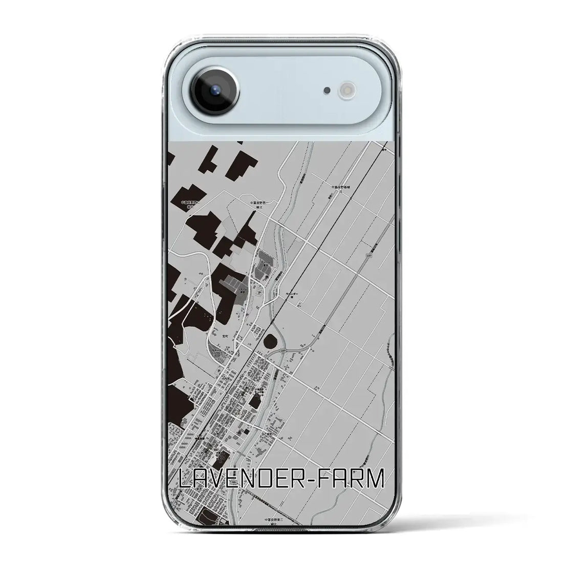 【ラベンダー畑（北海道）】地図柄iPhoneケース（クリアタイプ）モノトーン・iPhone 17 Pro Max 用