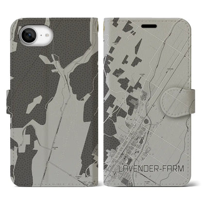 【ラベンダー畑（北海道）】地図柄iPhoneケース（手帳タイプ）