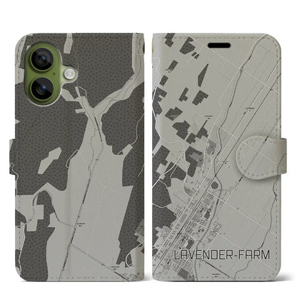 【ラベンダー畑（北海道）】地図柄iPhoneケース（手帳タイプ）