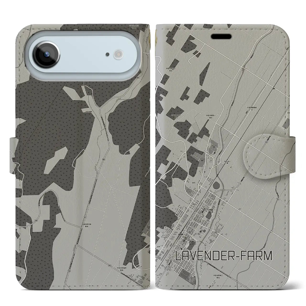 【ラベンダー畑（北海道）】地図柄iPhoneケース（手帳タイプ）