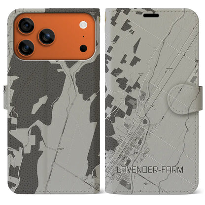 【ラベンダー畑（北海道）】地図柄iPhoneケース（手帳タイプ）