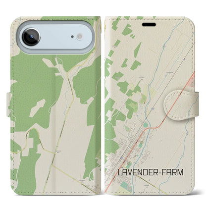 【ラベンダー畑（北海道）】地図柄iPhoneケース（手帳タイプ）