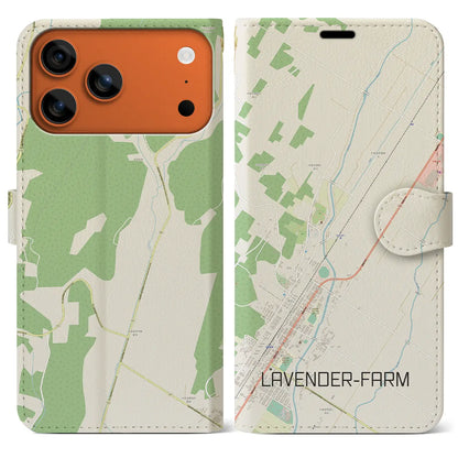 【ラベンダー畑（北海道）】地図柄iPhoneケース（手帳タイプ）