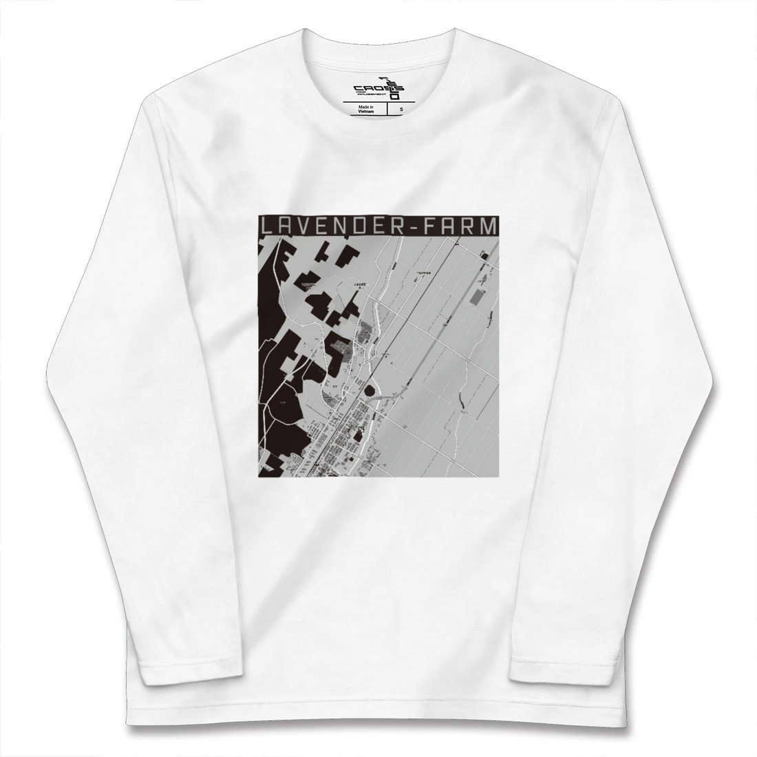 【ラベンダー畑（北海道）】地図柄ロングスリーブTシャツ