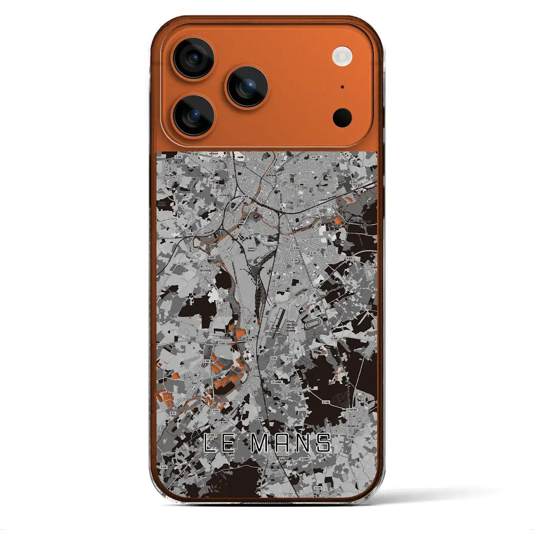 【ル・マン(フランス)】地図柄iPhoneケース(クリアタイプ)モノトーン・iPhone 17 Pro Max 用