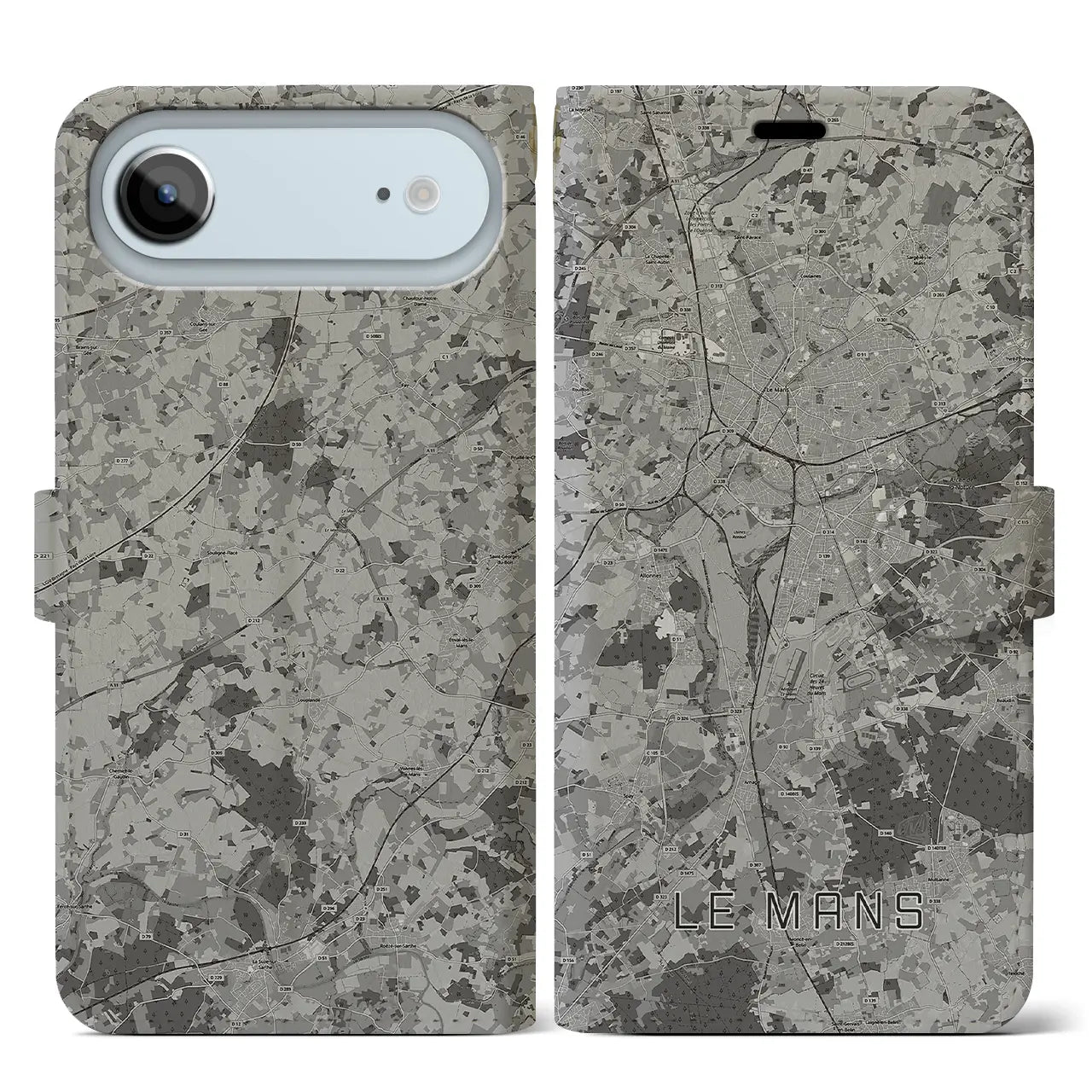 【ル・マン（フランス）】地図柄iPhoneケース（手帳タイプ）