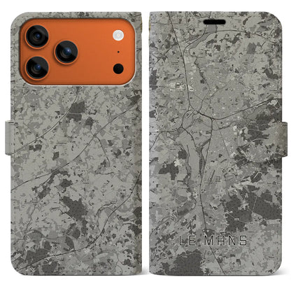 【ル・マン（フランス）】地図柄iPhoneケース（手帳タイプ）