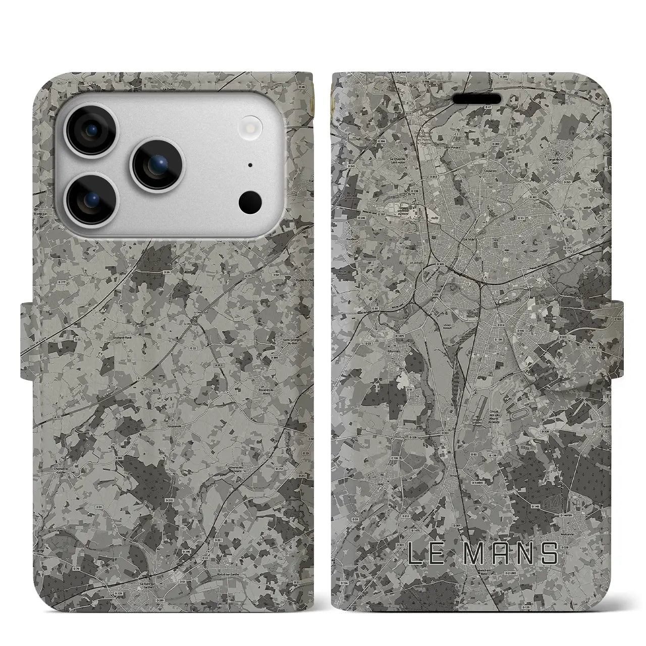 【ル・マン（フランス）】地図柄iPhoneケース（手帳タイプ）